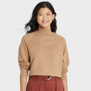 a new day | Camel Mock Neck Sweater